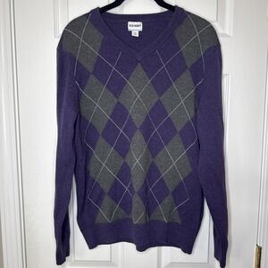 Ivy League Preppy Purple Charcoal Argyle Sweater